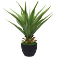 27 inch artificial snake plant full view showing compact upright sword shaped leaves with yellow margins in modern pot