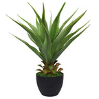27 inch artificial snake plant full view showing compact upright sword shaped leaves with yellow margins in modern pot