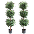 2 Pieces 47in(4ft) Artificial Topiary Olive Triple Ball Trees momoplant