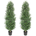 2 Pieces 51in(4.3ft) Artificial Cone Topiary Olive Trees momoplant