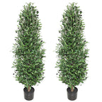 2 Pieces 51in(4.3ft) Artificial Cone Topiary Olive Trees momoplant