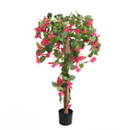 47 inch artificial bougainvillea tree full view showing upright form with rounded canopy covered in vibrant magenta bracts