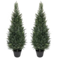 2 Pieces 37in(3.1ft) Artificial Topiary Cedar Trees momoplant