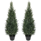 2 Pieces 37in(3.1ft) Artificial Topiary Cedar Trees momoplant
