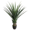 47 inch artificial snake plant full view with tall upright sword shaped leaves and yellow margins growing from single pot