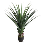 47 inch artificial snake plant full view with tall upright sword shaped leaves and yellow margins growing from single pot