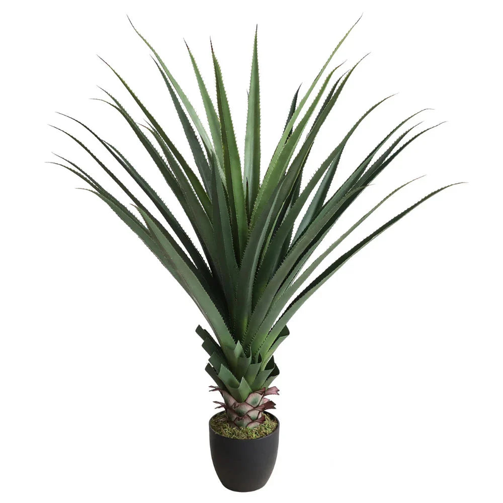 47 inch artificial snake plant full view with tall upright sword shaped leaves and yellow margins growing from single pot