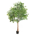 94.5 inch artificial ficus tree full view standing 7.9 feet tall with dense broadleaf canopy and multi-stem trunk