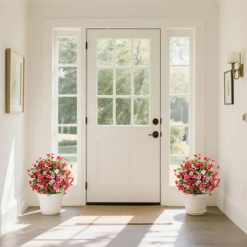 2 Pieces 23in(2ft) Artificial Red Pink Mums Flower Ball momoplant