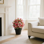 2 Pieces 23in(2ft) Artificial Red Pink Mums Flower Ball momoplant