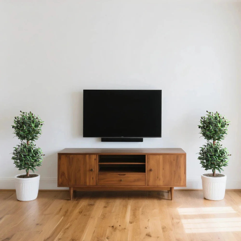 2 Pieces 35in(3ft) Artificial Topiary Olive Double Ball Trees momoplant