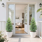 2 Pieces 35in(3ft) Artificial Cone Topiary Olive Trees momoplant