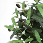 pair of 35 inch faux double ball olive trees flanking front entrance door for classic symmetrical welcome