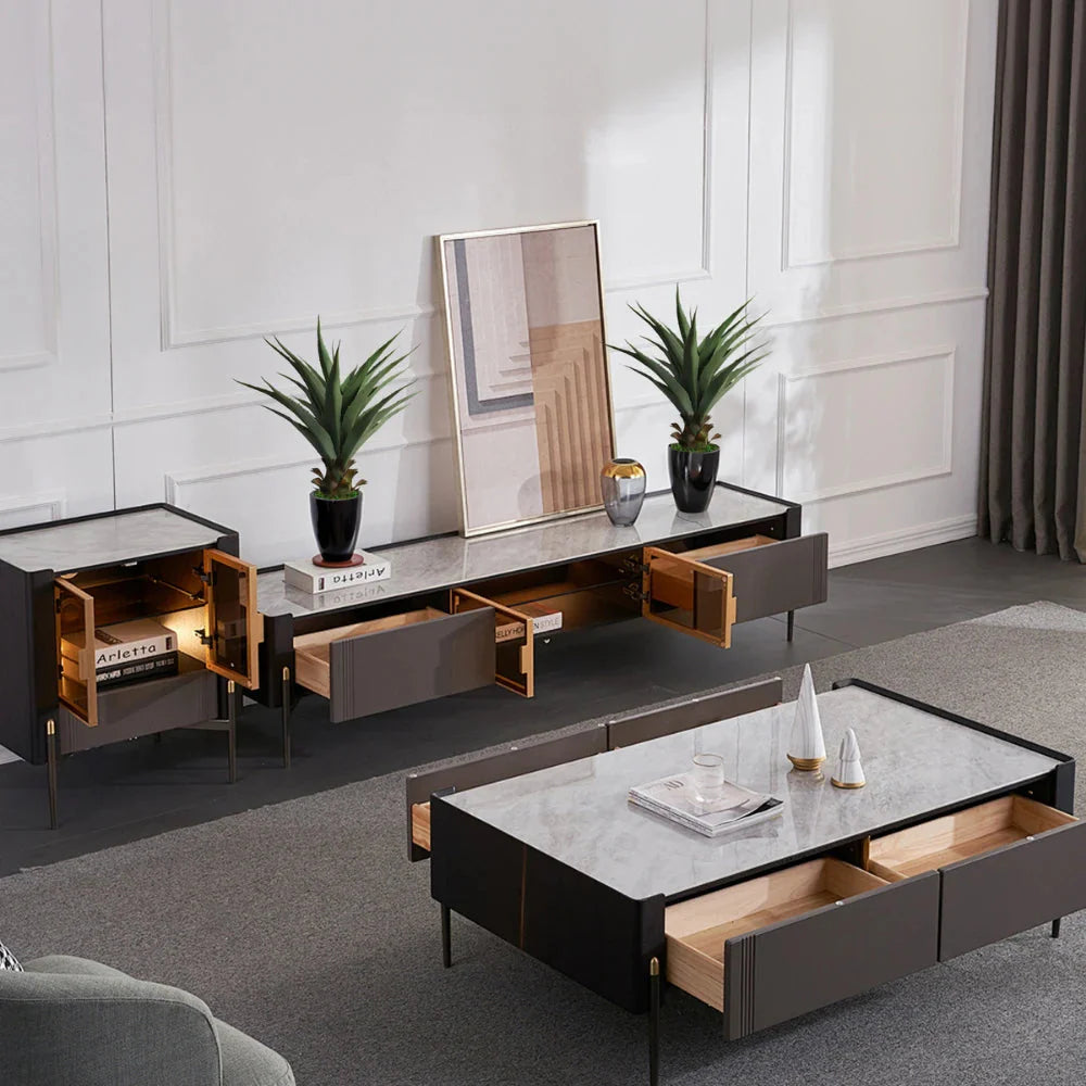 small faux snake plant on living room side table or console table for modern touch in compact size