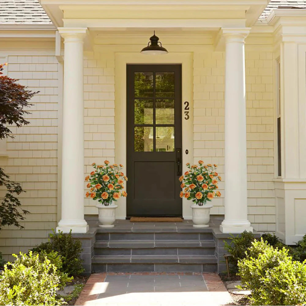 2 Pieces 36in(3ft) Artificial Flower Orange Camellia Spike Tree momoplant