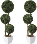 3 foot artificial triple ball boxwood topiary set of 2 with pots