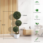 realistic faux boxwood triple ball topiary close up