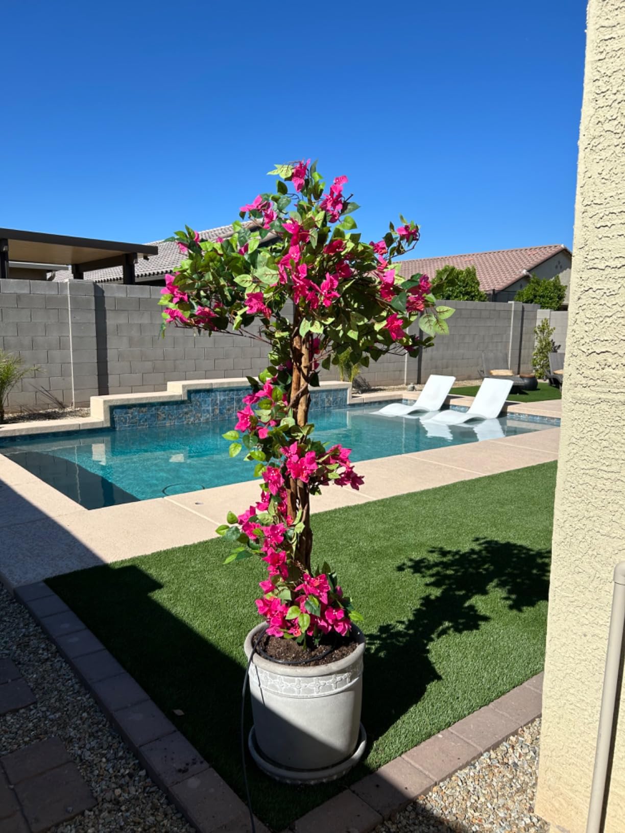 63" Artificial Bougainvillea Tree | 5.2ft Tall Faux Flowering Tree for Patio & Grand Entry
