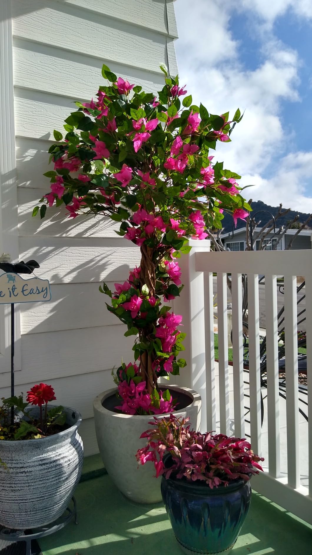 63" Artificial Bougainvillea Tree | 5.2ft Tall Faux Flowering Tree for Patio & Grand Entry