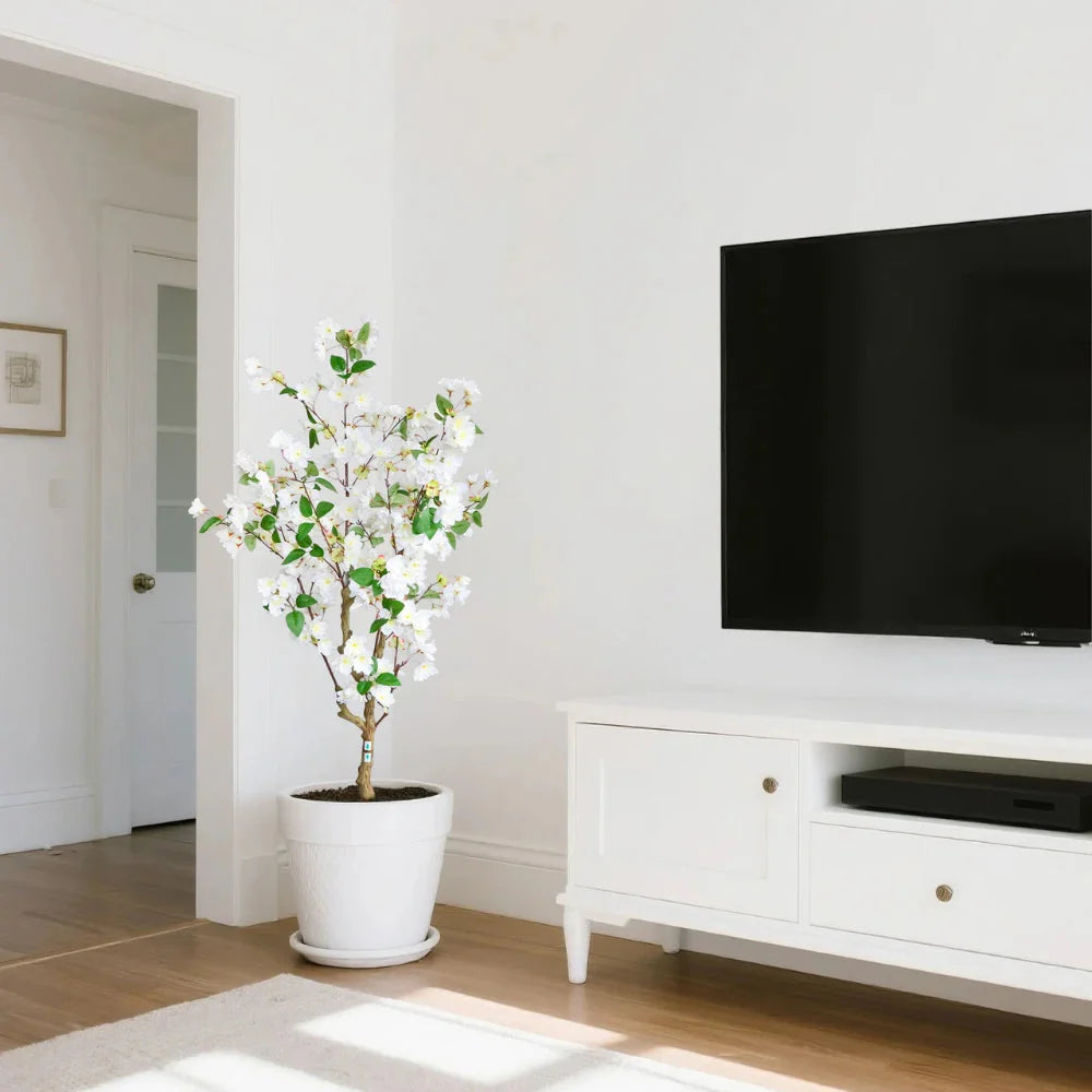 50in(4.2ft) Artificial White Cherry Blossom Tree momoplant