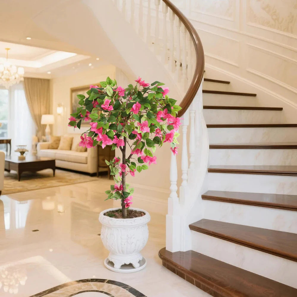 detailed view of artificial bougainvillea bracts with magenta color, subtle veining, and tiny white true flowers at center