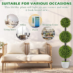 2-Pack 46.5" Artificial Topiary Triple Ball Boxwood Trees | Set of 2 Faux 3-Tier Boxwood for Entry