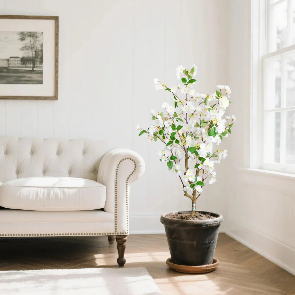 50in(4.2ft) Artificial White Cherry Blossom Tree momoplant