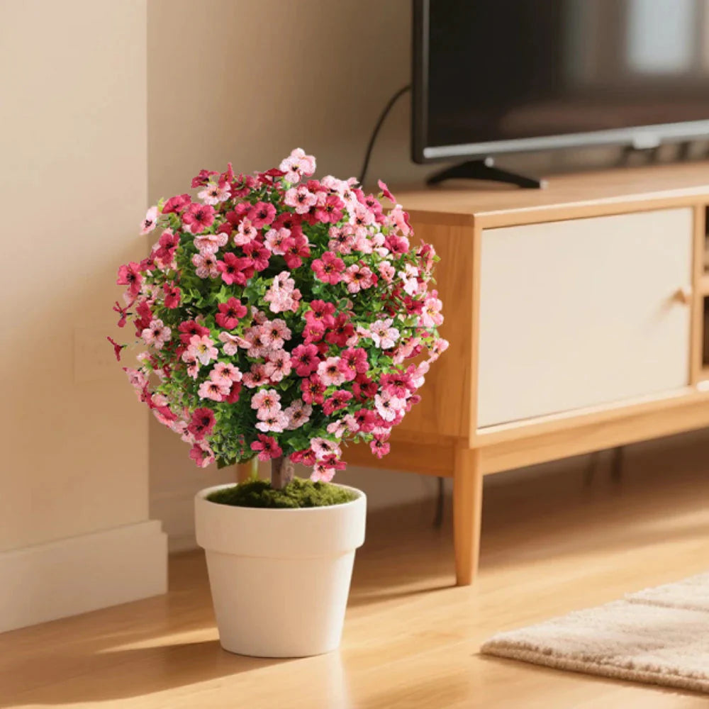 2 Pieces 23in(2ft) Artificial Red Pink Mums Flower Ball momoplant