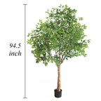 large artificial ficus tree in restaurant private dining room corner adding privacy and tropical ambiance