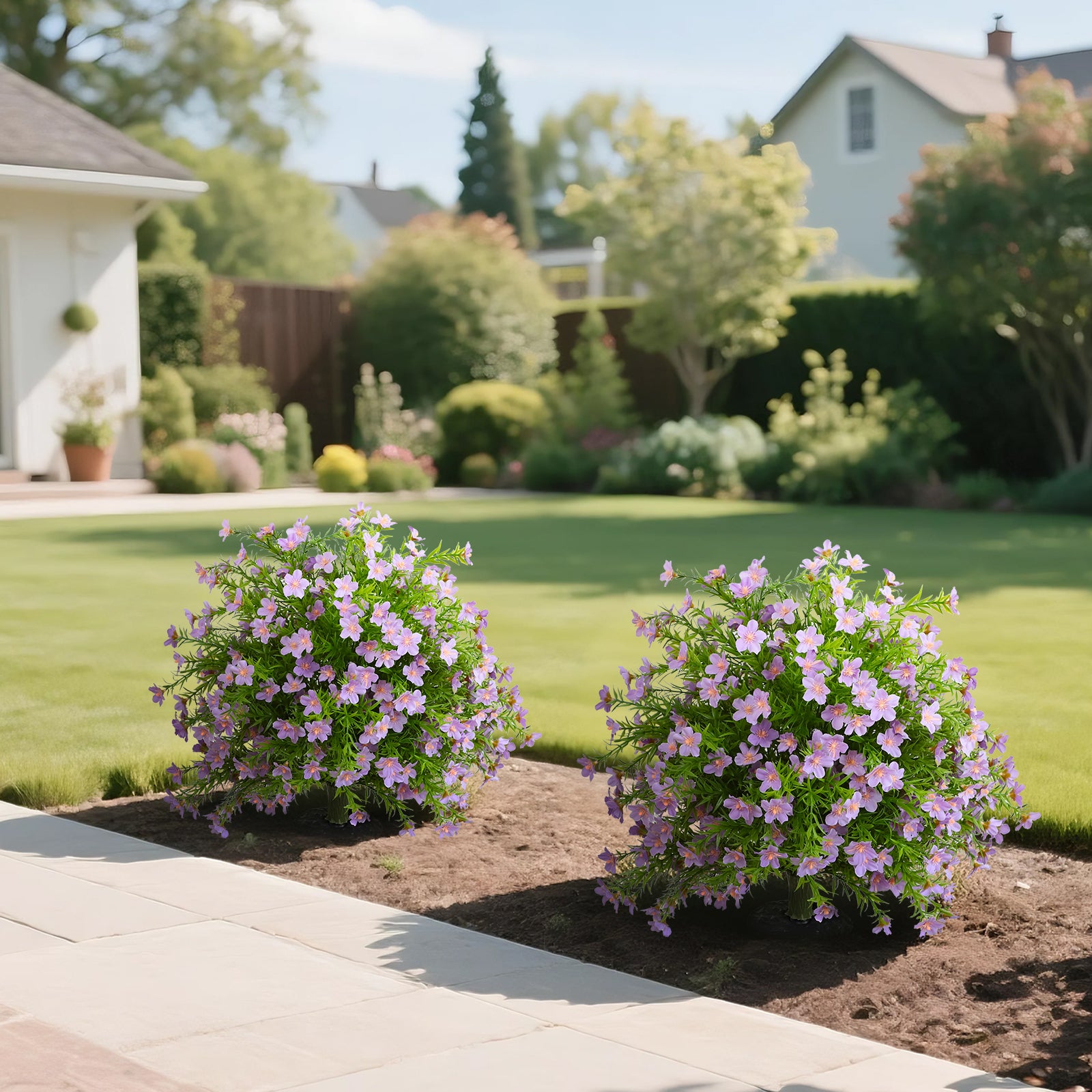 2-Pack 65cm Artificial Lavender Spikes – Lifelike Purple Faux Flowers for Garden, Patio & Outdoor Decor