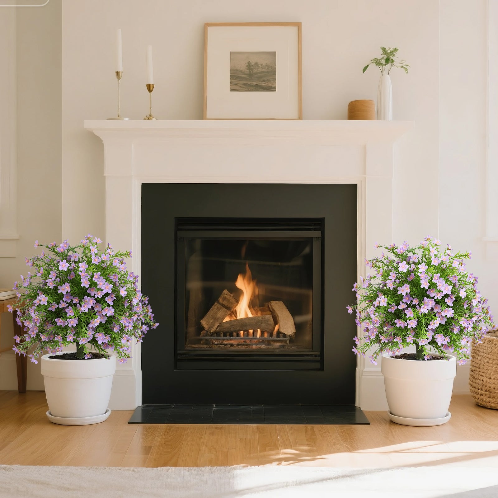 2-Pack 65cm Artificial Lavender Spikes – Lifelike Purple Faux Flowers for Garden, Patio & Outdoor Decor