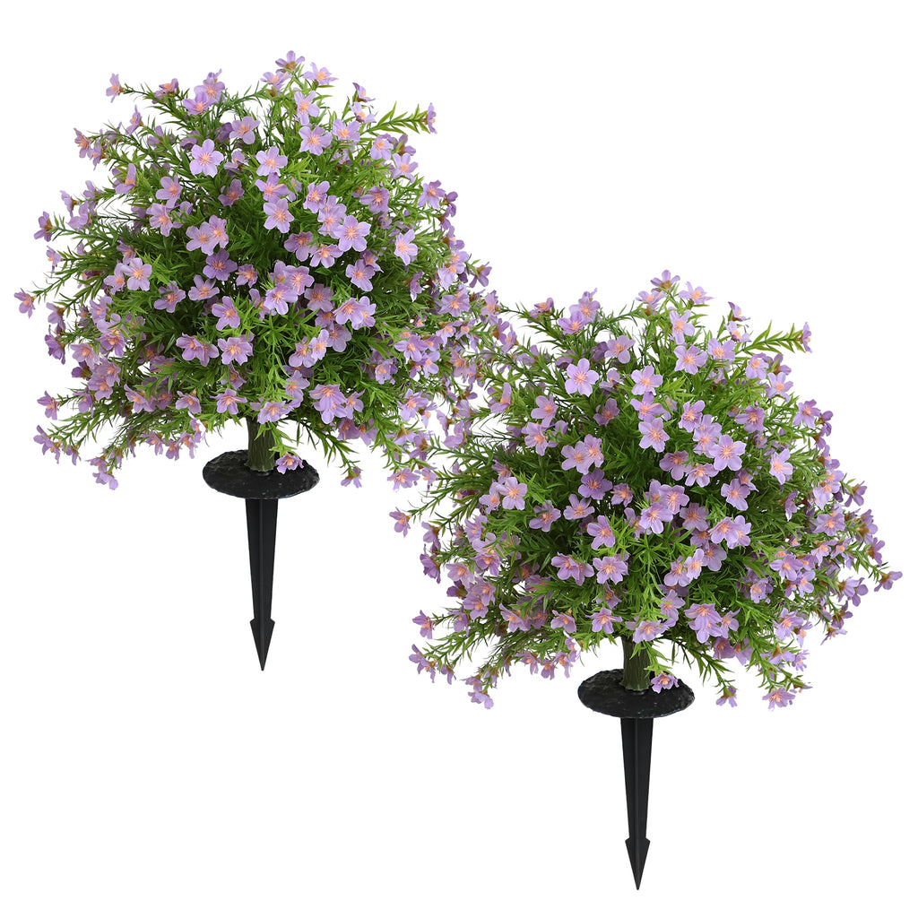 2-Pack 65cm Artificial Lavender Spikes – Lifelike Purple Faux Flowers for Garden, Patio & Outdoor Decor