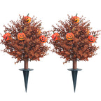 2-Pack 60cm Halloween Pumpkin & Orange Flower Yard Stakes