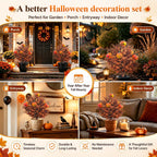 2-Pack 60cm Halloween Pumpkin & Orange Flower Yard Stakes