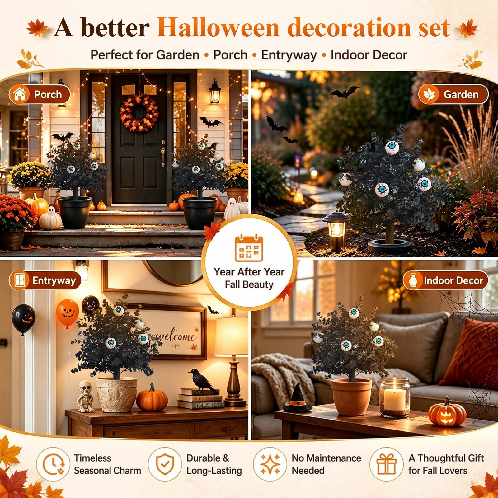 2-Pack 60cm Halloween Pumpkin Yard Stakes | Outdoor Fall Decorations | Weatherproof & UV-Resistant