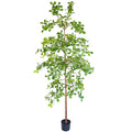 82.6 inch giant artificial olive tree full front view with silvery-green foliage and gnarled trunk standing in nursery pot