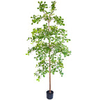 82.6 inch giant artificial olive tree full front view with silvery-green foliage and gnarled trunk standing in nursery pot