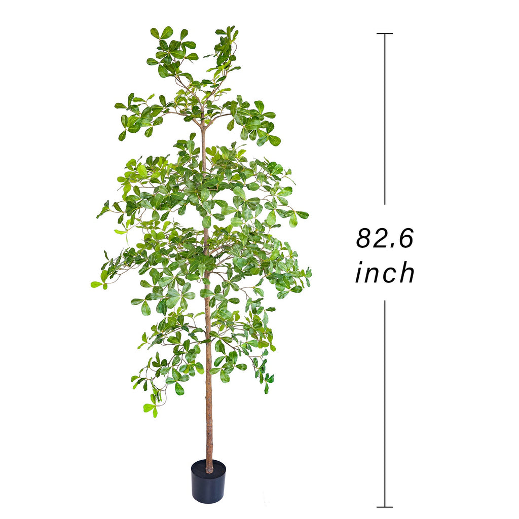 7 foot faux olive tree next to person for scale