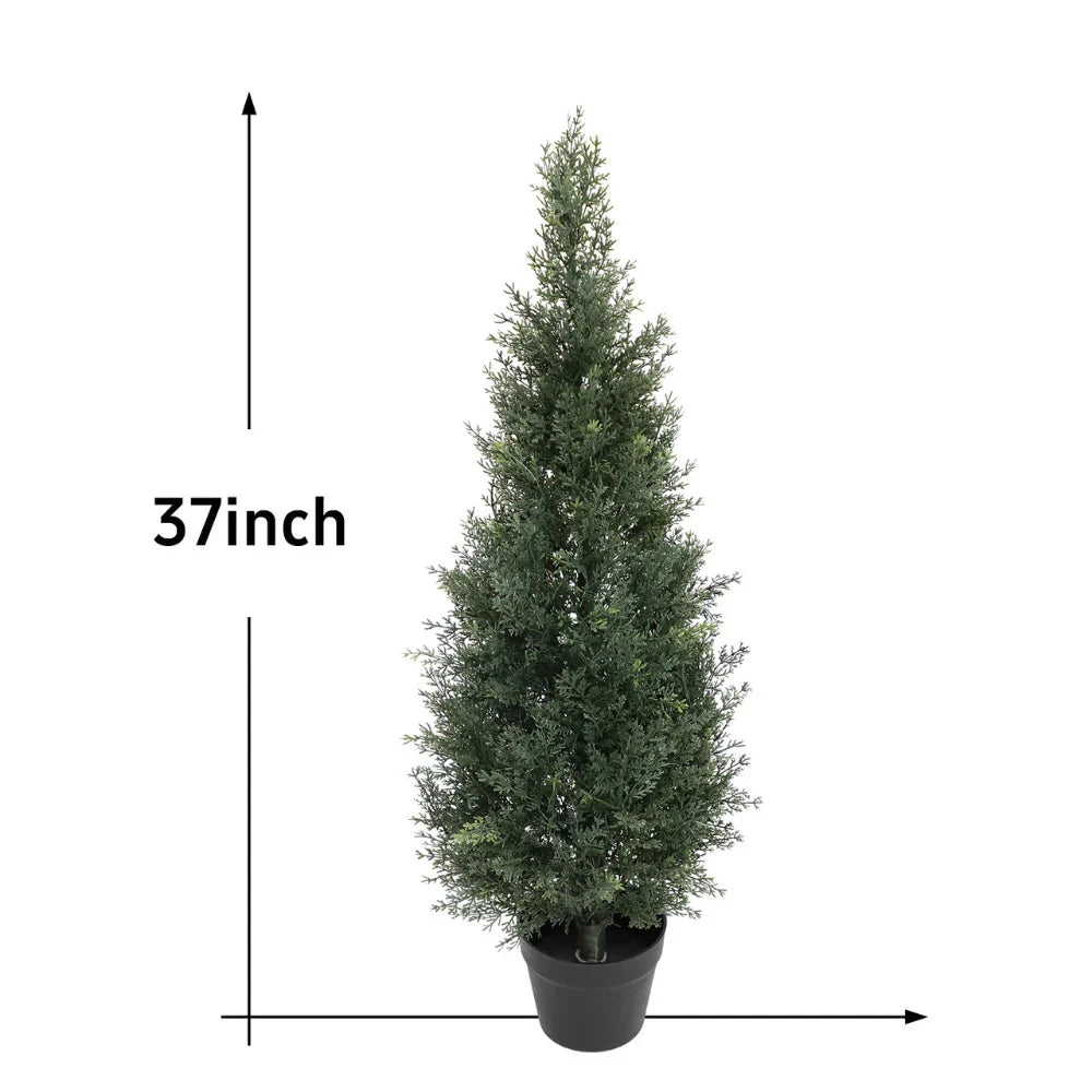 2 Pieces 37in(3.1ft) Artificial Topiary Cedar Trees momoplant