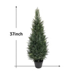 2 Pieces 37in(3.1ft) Artificial Topiary Cedar Trees momoplant
