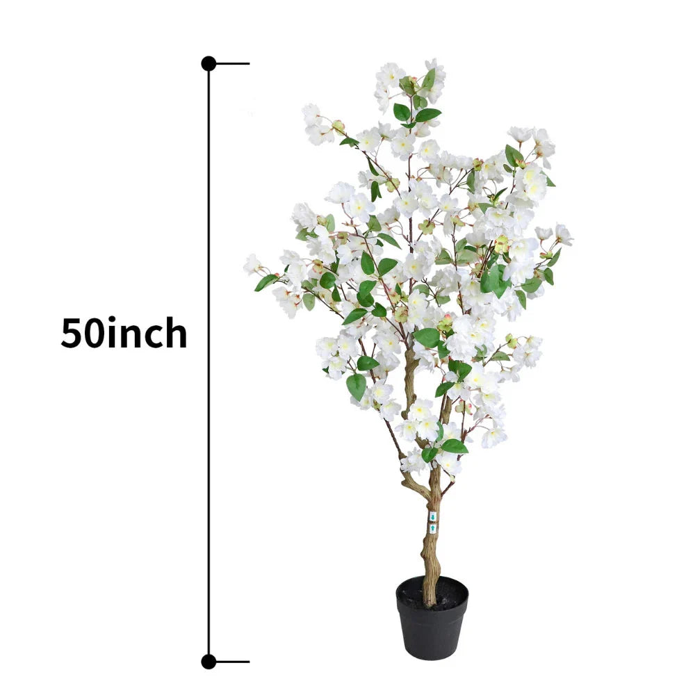 50in(4.2ft) Artificial White Cherry Blossom Tree momoplant