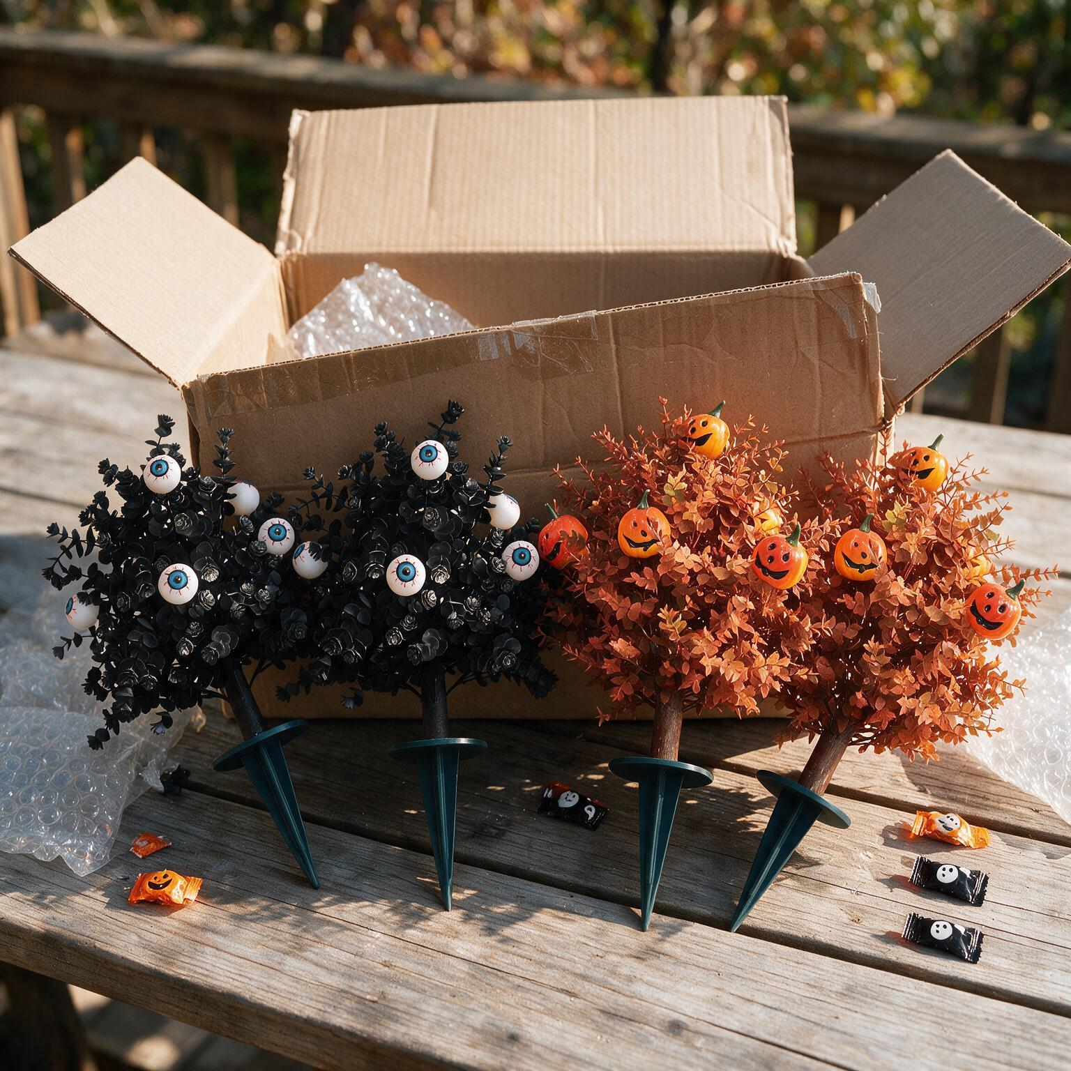 2-Pack Halloween Yard Stakes – Pumpkin & Eyeball Flower Spikes | Outdoor Fall Decorations | Weatherproof & UV-Resistant