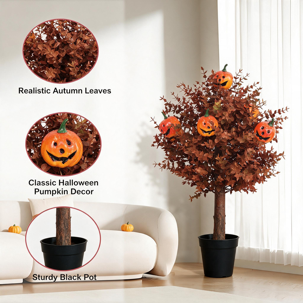 2-Pack Halloween Yard Stakes – Pumpkin & Eyeball Flower Spikes | Outdoor Fall Decorations | Weatherproof & UV-Resistant