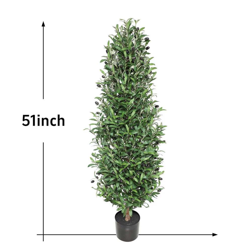 2 Pieces 51in(4.3ft) Artificial Cone Topiary Olive Trees momoplant