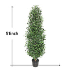 2 Pieces 51in(4.3ft) Artificial Cone Topiary Olive Trees momoplant