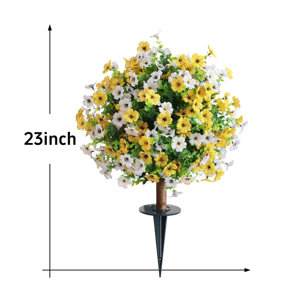 2 Pieces 23in(2ft) Artificial White Yellow Mums Flower Ball momoplant
